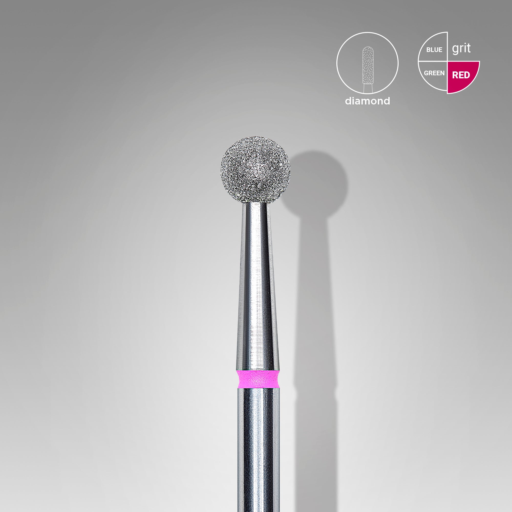 Diamond nail drill bit, "ball", red, head diameter 4 mm image 0
